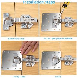 4/10PCS New Cabinet Hinge Repair Plate Kit Kitchen Cupboard Door Mounting Plates with Screws Flat Fixing Brace Brackets