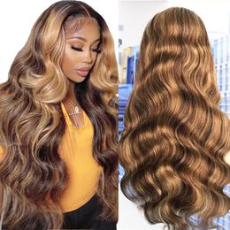 Highlight Honey Blonde 13x6/13x4 Lace Front Human Hair Wigs Body Wave Lace Frontal Wig Brazilian 5x5 HD Lace Closure Wig 30 Inch