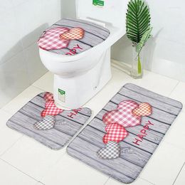 Bath Mats 3 Stuk Badkamer Tapijt Set Non Slip Liefde Hart Print Bad Contour Mat U-vormige Wc Deksel Cover Douche Accessoires