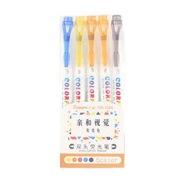 Pastel Highlighters 5 Assorted Colours Highlighters Marker Pens Set for Children's Day Gift, Round & Chisel Tip Highlighters