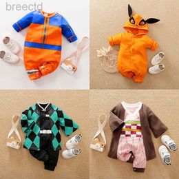 Anime Costumes Cosplay Newborn Halloween Costume Baby Boy Girl Clothes Infant Kids Anime CosplayKyuubiAkatsuki Luffy Romper Toddler Jumpsuit 0-18M 240411