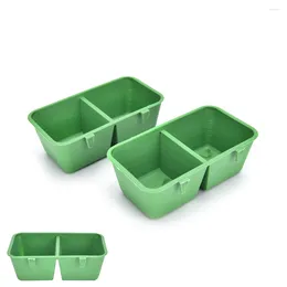 Other Bird Supplies 1 PC Two Compartment Plastic Green Feeder Bowl Food Tank Cage