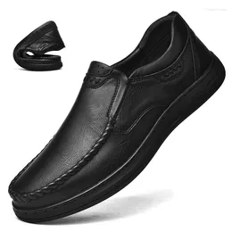 Casual Shoes 2024 Men Genuine Leather Good Quality Hand Sewing Driving For Slip-On Dad Loafers Soft Sole