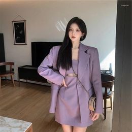 Casual Dresses Internet Celebrity Fried Street Suit Large Size Western Style Fashionable Purple Temperament And Thin Jacket 600g