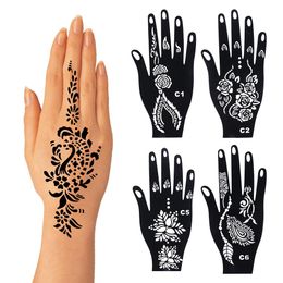 Creative India Henna Temporary Tattoo Stencils Professional Black Flower Hand Foot Body Art Sticker for Women