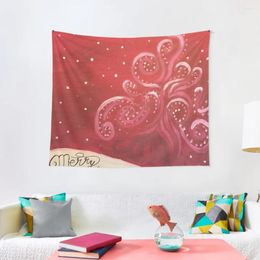 Tapestries Monochrome Red Abstract Christmas Tree With Snow Tapestry Cute Decor Things To The Room