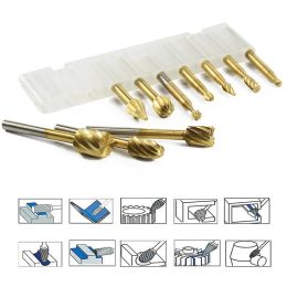 6/10pcs HSS Routing Router Drill Bits Set for Dremel Carbide Rotary Burrs Tools Wood Stone Metal Root Carving Milling Cutter