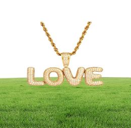 New Men039s Custom Name Small Bubble Letters Necklaces Pendant Ice Out Cubic Zircon Hip Hop Jewellery Rope Chain Two Color5951229