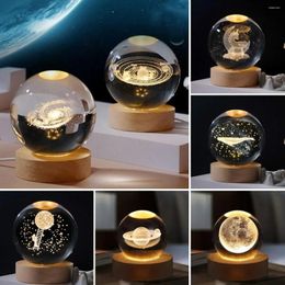 Decorative Figurines 3D Crystal Lights Glowing Planetary Galaxy Ball Night USB Led Desk Lamp Home Decoration Christmas Gift For Kids