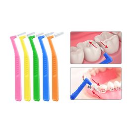 10 Boxes (20pcs each box) L Shape Interdental Brush Push-Pull Toothpick Interdental Tooth Brush Tooth Pick for Oral Cleaning