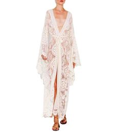 Plus Size Kimono Boho Beach Cover Up Lace Kimono Cardigan Coat Sexy Traditional Girl White Kimono Crochet Beach Bell Sleeve Dress 3738785