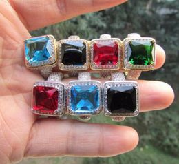 Cluster Rings 2021 Various Colors High Quality Micro Pave Cz Big Simulated Dimond Mens Gold Rhodium5796583