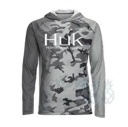 Outdoor Shirts HUK Fishing Shirt Summer UPF50 Performance T Shirt Hood Long Sleeve Fishing Hiking Breathable Fishing Clothing Cami6290950