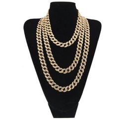 Hip Hop Bling Fashion Chains Jewellery Mens Gold Silver Miami Cuban Link Chain Necklaces Diamond Iced Out Chian Necklaces308d4921329