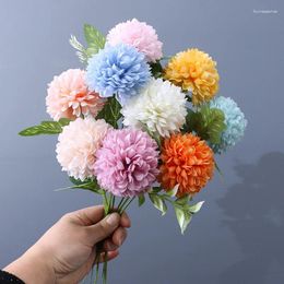 Decorative Flowers 10pcs/pack Different Colour Imitation The Ball Chrysanthemum Home Decoration Artificial DIY Finished Holding Flower