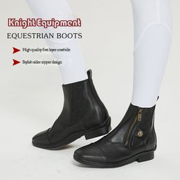 Equestrian Riding Booties Spring Summer Cowhide Horse Riding Boots Side Zipper Men Women Child Knight Boots