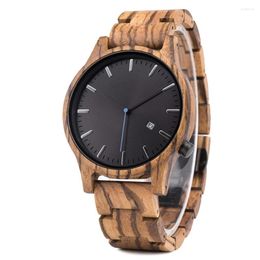 Wristwatches Wood Watch Men Date Display Wooden Timepieces Male Quartz