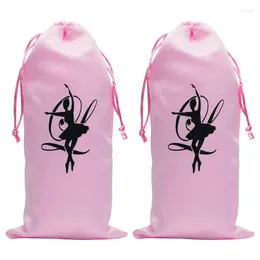 Storage Bags 2pcs Drawstring Ballet Shoes Bag Satin Dance Slippers Pouch Organizer For Girls Women