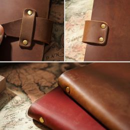High Quality Retro Genuine Leather Rings Notebook A5 Spiral Diary Brass Binder Journal Sketchbook Agenda Planner Stationery