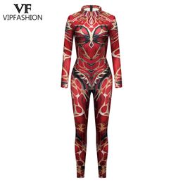 VIP FASHION New Arrival Halloween Costume Women's Zentai Bodysuit Sexy Party Jumpsuits Lady Carnival Holiday Punk Outfit Clothes