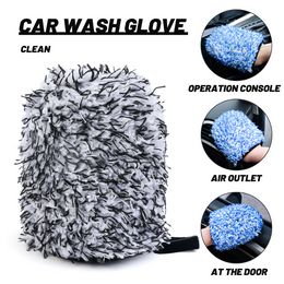 Two-sided Cleaning Gloves Pocket Design Soft Microfiber Car Body Detailing Washing Strong Water Absorbent Cleaner Glove Mitt