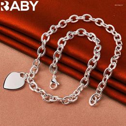 Chains URBABY 925 Sterling Silver Heart Chain Necklace For Women Men Fashion Wedding Engagement Party Charms Jewelry Couple Gift