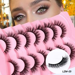 7 Pairs Handmade Lightweight Super Fluffy 5d Silk Mink Eyelashes Vendor Soft Comfortable Full Strip eyelashes