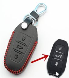 FLYBETTER Genuine Leather Smart Remote Key Case Cover For Peugeot 30085082008 For Citroen C4LDS6C6DS5 Car Styling L802002751
