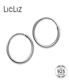 Hoop Huggie LicLiz 2021 925 Sterling Silver Simple Earrings For Women Round Circle White Gold Jewelry Loop Joyas De Plata LE04728194147