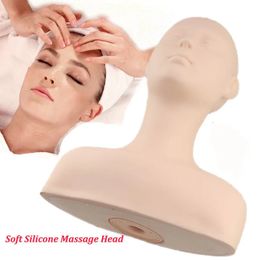 Soft Silicone Massage Cosmetology Make Up Practise Training Mannequin Head Doll with Shoulder Bone Model Head Practise Tool 240403