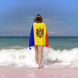 Moldova Flag Print Quick-Dry Bath Towel for Bathroom Soft Cozy Beach Towels for Adults Microfiber Towel Hair Towel