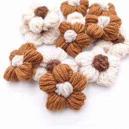 20Pcs 4CM Crochet Flower Applique For DIY Baby Hair Clip Hat Headwear Crafts Patches Decor Ornament Clothing Accessories