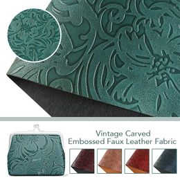 30x135cm Vintage Carved Embossed Faux Leather Fabric Retro Style Synthetic Leather Sheet For DIY Sew Material Background Cloth