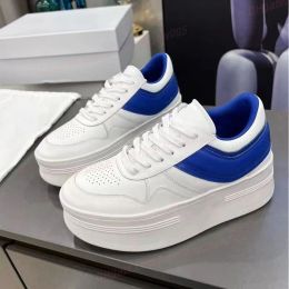 Shoes luxury Designer Shoes Dress Shoes Casual shoes Block sneakers Wedge Outsole Optic white Lace up Calfskin Trainer Platform Textile