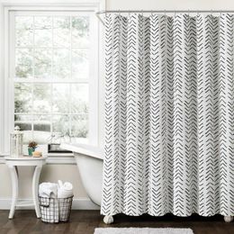 Shower Curtains Modern Arrow Linen Curtain - Black/White (72"x72") Contemporary Chic