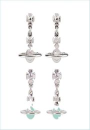 Charm Charm Womens Designer Sier Diamond Rivets Fl Planet Three-Nsional Earring Hook Punk Drop Delivery 2021 Jewellery Earrings Day Dheos5560358