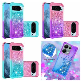 Quicksand Shockproof Cases For Goolge Pixel 9 Pro Moto G Stylus 2024 5G Xiaomi POCO X6 Pro Redmi Note 13 4G Pro Plus A3 Luxury Gradient Bling Glitter Liquid Soft TPU Cover