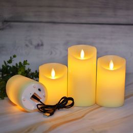 Usb Charging Battery Fake Candles with Flickering Flames Led Wax Candle Tea Light for Wedding Table Party Christmas Decoration