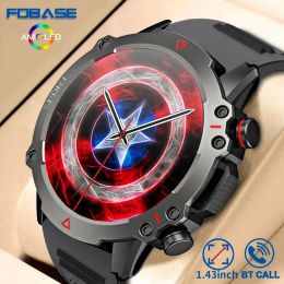 Watches FOBASE 1.43 AMOLED TF10 PRO Outdoor Rugged Military BT Call Smart Watch Sports FitnessTracker Heart Monitor For Android IOS