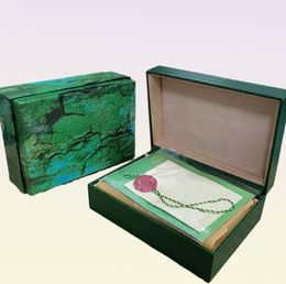 s Boxes Fashion Green Cases quality Watch box Paper bags certificate Original Boxes for Wooden Woman Man Watches Gift Accesso2205963