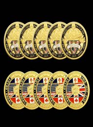 5pcs Non Magnetic 70th Anniversary Battle Normandy Medal Craft Of Gilded Military Challenge US Coins For Collection With Hard Caps4810574