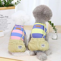 Dog Apparel Pet Costume Strap Pants Teddy Stripe Clothes For Small Dogs Yellow Jumpsuit Christmas Presents