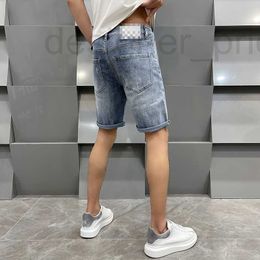 Men's Jeans Designer 5-point jeans mens summer slim fit elastic brand European embroidered beach pants 65O0