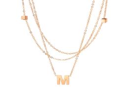 online titanium stainless steel neklace women fashion mutillayer design letter M pendants charm necklace ladies party accessories94252274