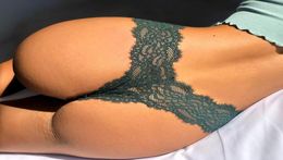 Green Sexy Panties For Women Lace Underwear T Back Thong Summer Erotic Seamless Briefs Low Waist Bow Lingerie Gstring Women0399052119