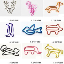 50PCS Colourful Notebook Desk Organiser Desktop Storage Cute Animal Shape Bookmark Stationery Paper Clips Binder Clip