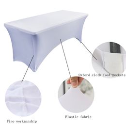 Square Tablecloth for Hotel and Restaurant, Elastic Table Cover, Solid Color, Spandex, White Color, Wedding Banquet Decoration