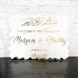 Arabic Qur'an WELCOME To The Nikkah Of Sign Sticker Islamic Wedding Art Muslim Stickers Engagement Flowers Wedding Party Decal