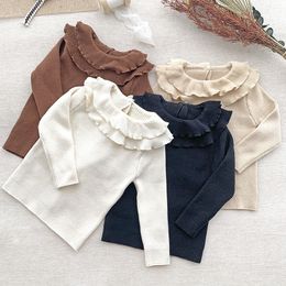 Baby Girls Pullover Sweater Long Sleeved Solid Color Children Knitted Sweaters Autumn Spring Kids Pullover Sweaters