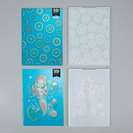 Chzimade 3D Mermaid Gear Plastic Embossing Folder For Scrapbook DIY Card Tool Plastic Template Stamp Card Making Decor Supplies